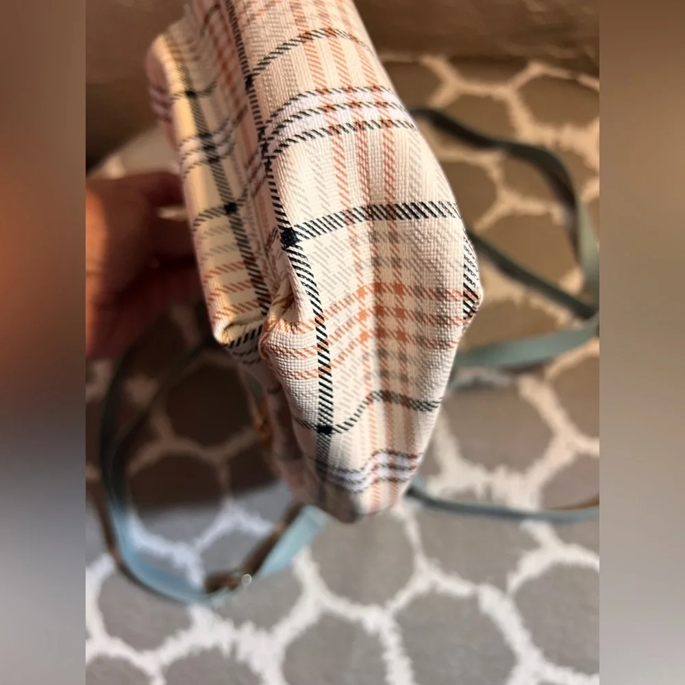 Plaid Mini Backpack with Blue Straps